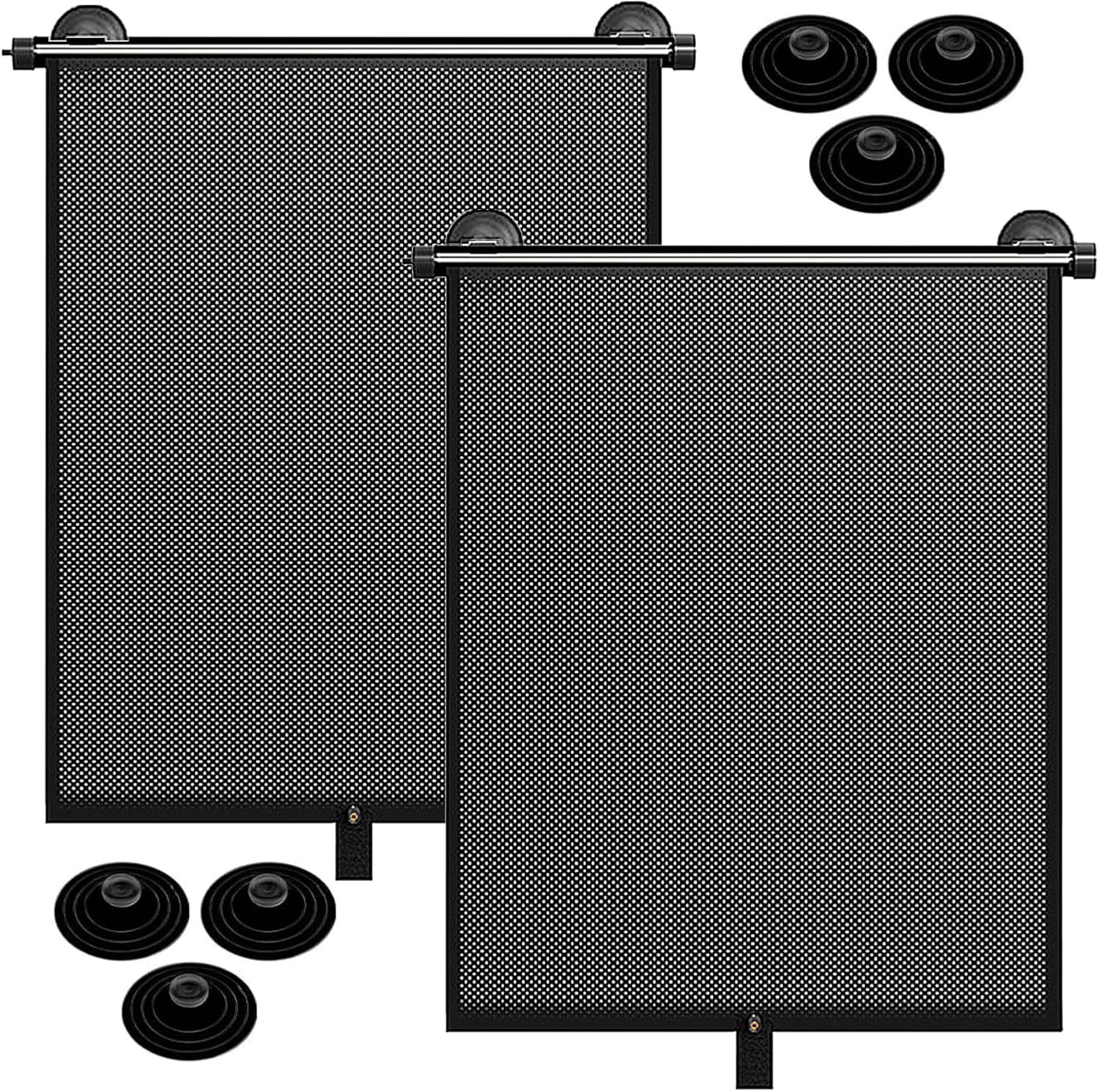 2 Pack Retractable Car Shades for Side Windows - Window Sun Shade for Car with Strong Suction Cups | Roller Shades UV Heat Block Sun Shade for Cars House Office Window (S: 15.7"x17.1")