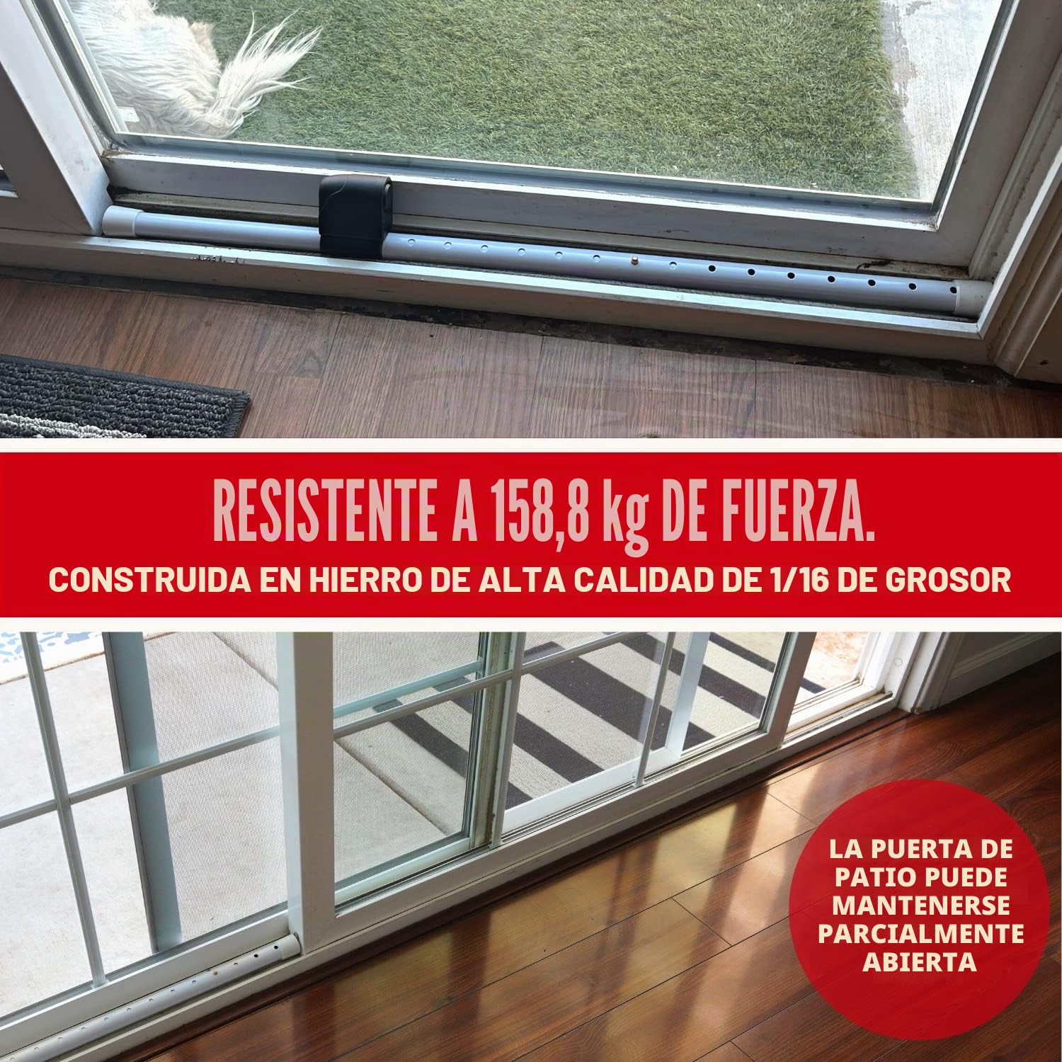 Securityman Barra de seguridad para puerta con alarma, seguridad para puerta corrediza, tope de puerta (alarma extra fuerte de 120 dB) disfruta de la tranquilidad con el tope de puerta duradero y