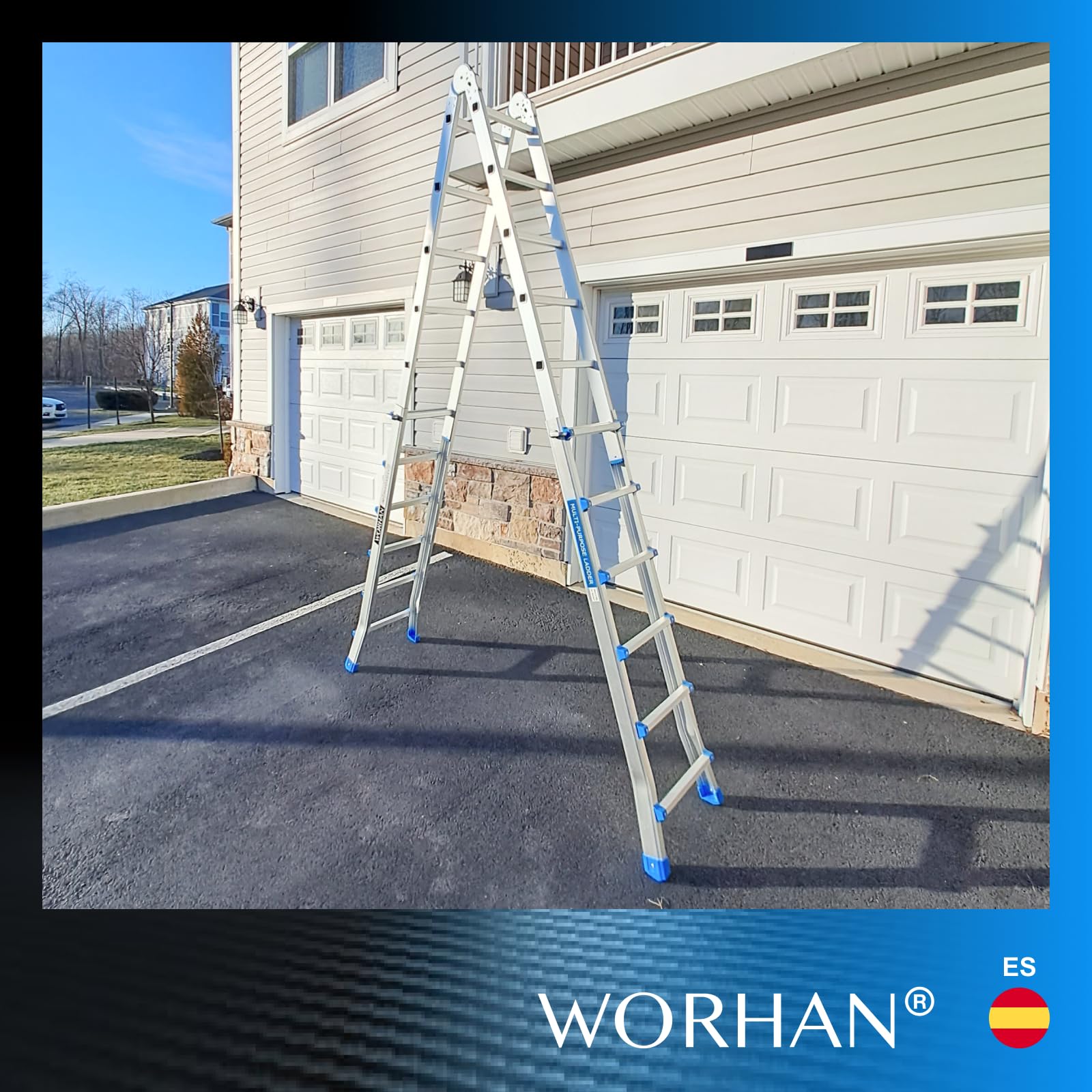 Escalera 587cm Aluminio Telescopica 5.87m Multifuncion Multiuso Aluminio Plegable Tijera L6