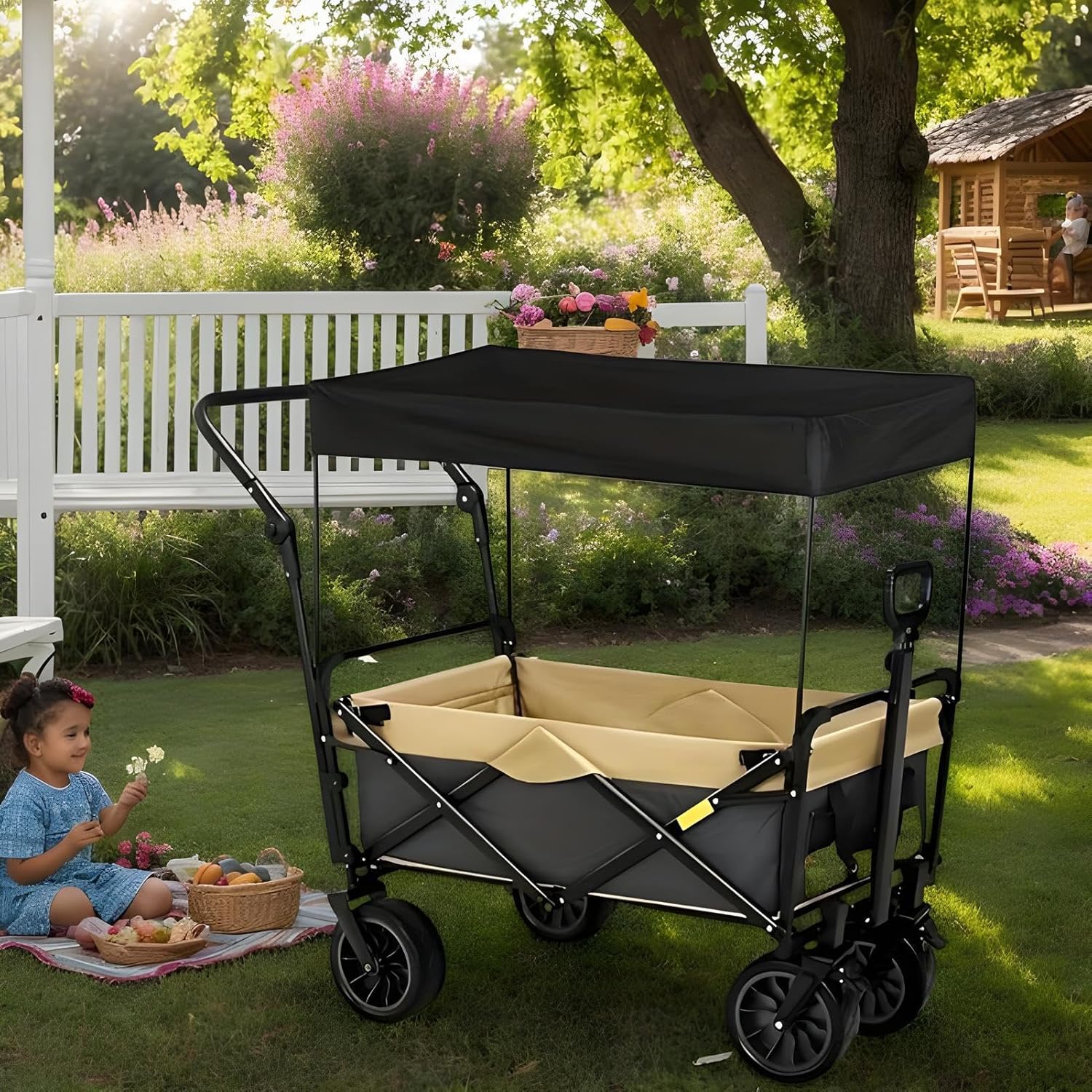 Cart Rain Cover, Waterproof Folding Protector, Outdoor Garden Supply, Functional Lawn Farm Pet Cycling Aid, Practical Camping Shopping Travel Tool, Cover Accessory for Courtyard, Patio, Backyard