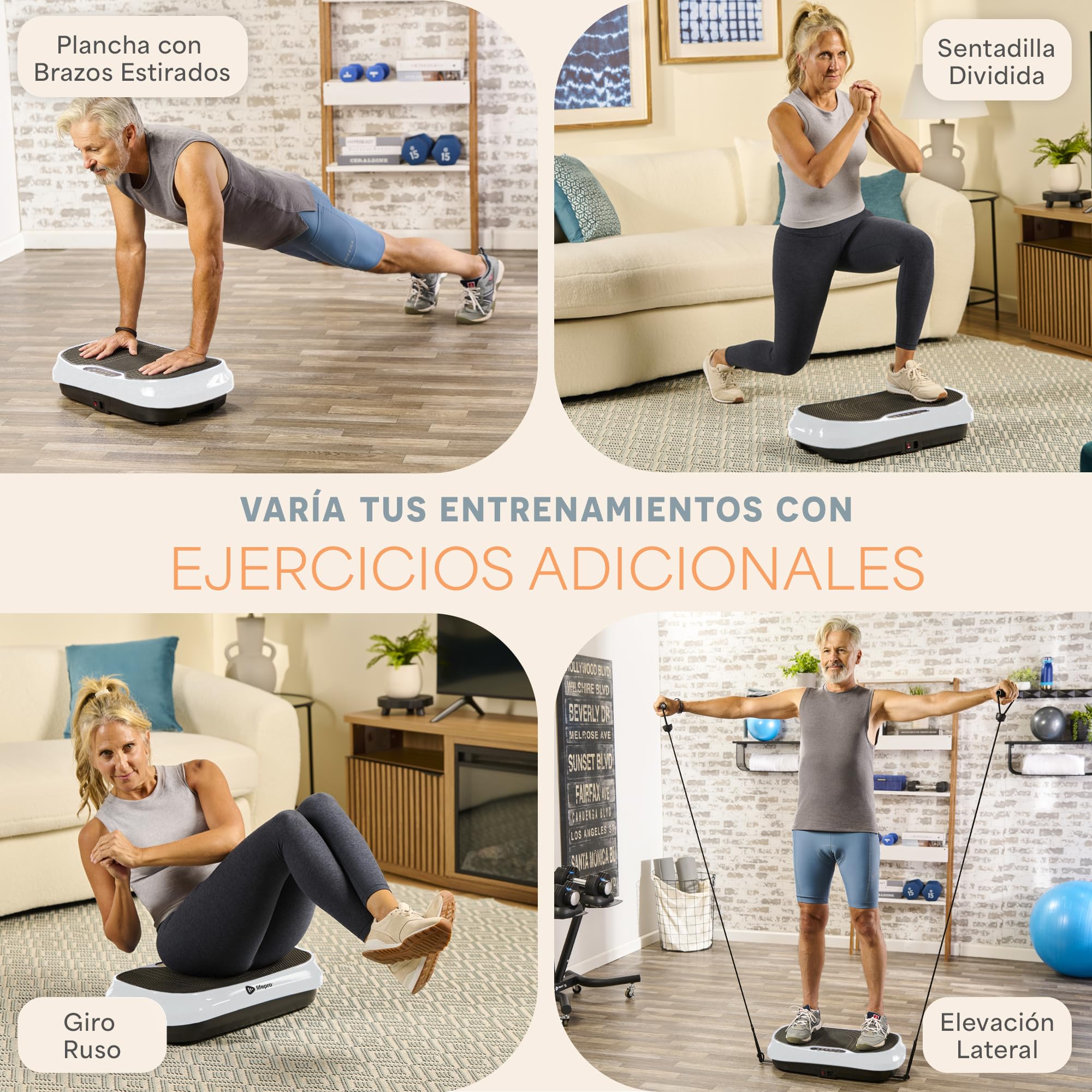 LifePro Waver Mini Plataforma Vibratoria con Control Remoto y Bandas – Plataforma Vibratoria de Cuerpo Completo para Drenaje Linfático y Tonificación, 99 Velocidades, 10 Programas