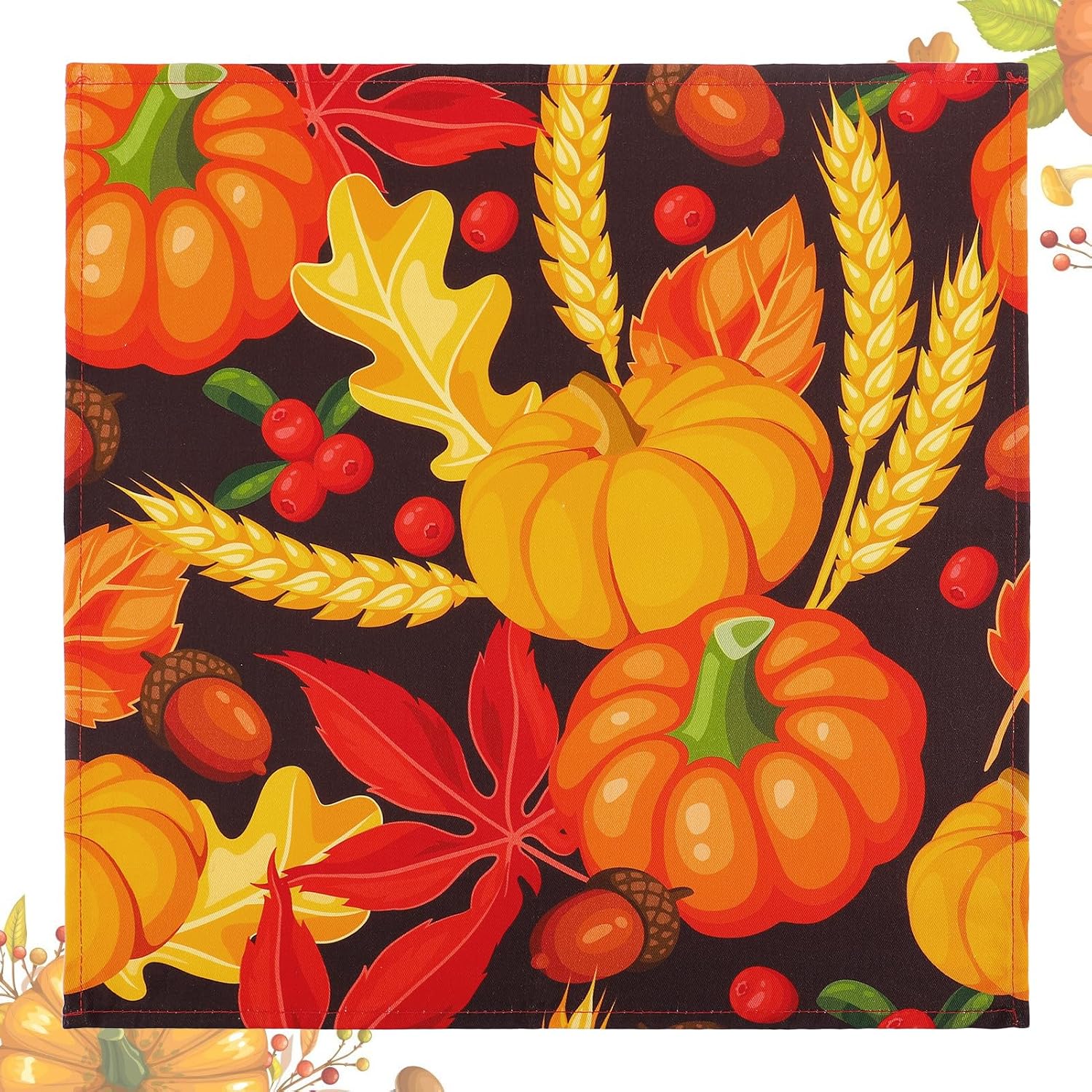 Set of 12 Fall Cloth Napkins Premium Thicken Cotton Thanksgiving Napkins, 18 × 18