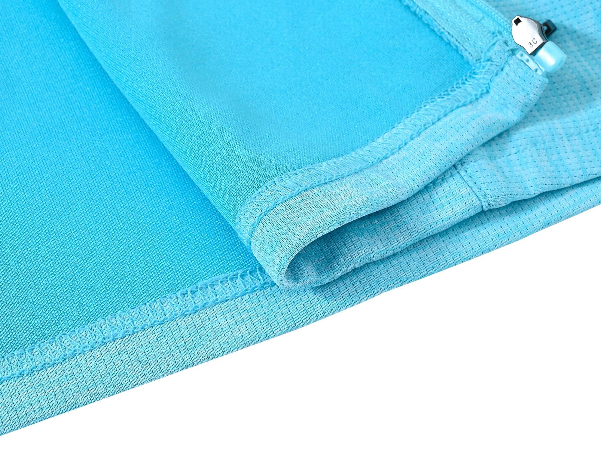 MoFiz Donna Giacca da Corsa Felpa Sportiva Leggera Manica Lunga Traspirante Top da Tuta Cerniera Integrale senza Cappuccio per Running Fitness Yoga Palestra con Tasche Blu Cielo 3XL