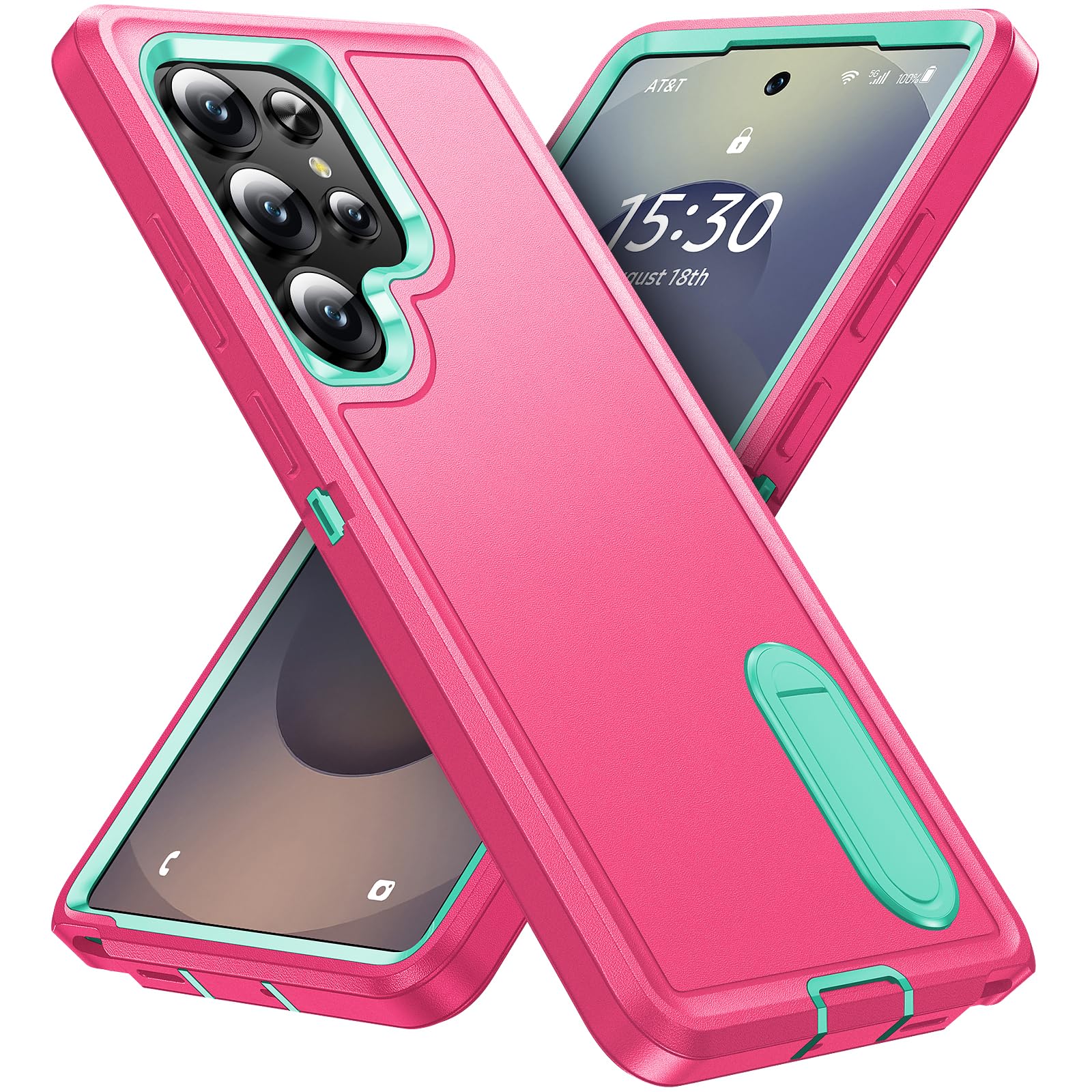 BaHaHoues for Samsung Galaxy S25 Ultra Case with Built in Kickstand, Shockproof/DropProof Military Grade Protective Cover for Galaxy S25 Ultra (Pink/