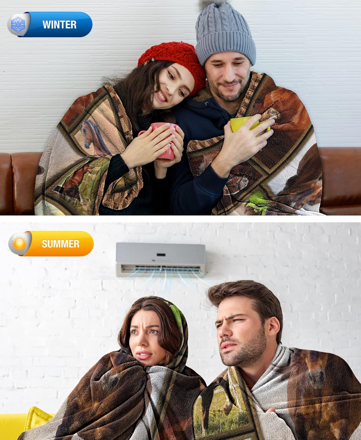 Horse Blanket for Men and Women - Lightweight Plush Throw for Sofa, 50 x 60 Inch - Gift for Horse Lovers - Image 5