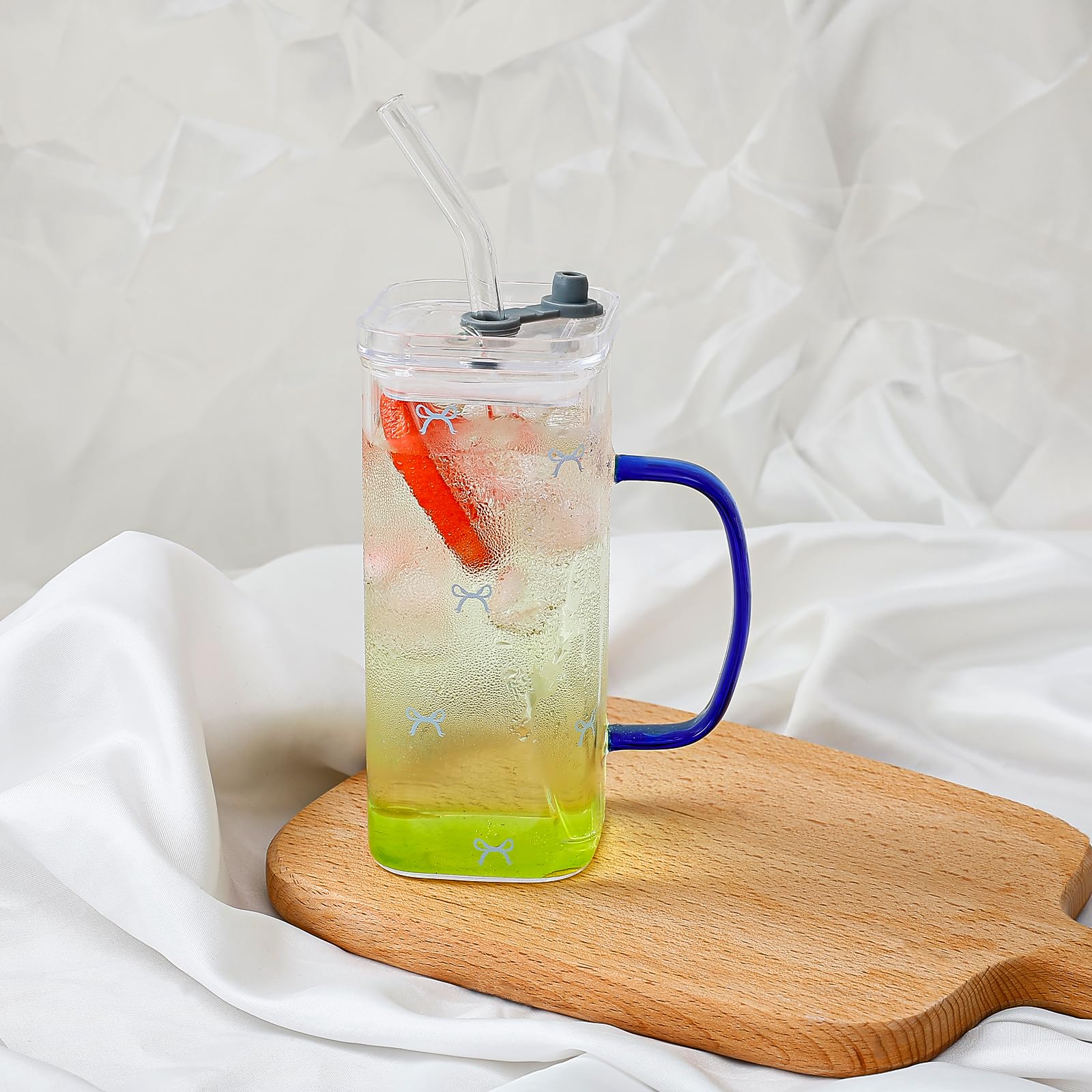 Tasse en verre avec paille anti-éclaboussure pour café glacé et smoothie sans renverser