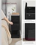 VASAGLE Kailyn Collection - Small Nightstands, Set of 2 | Narrow Side End Tables with Drawers, Flexible Open Compartment, Ebony Black ULET856B56