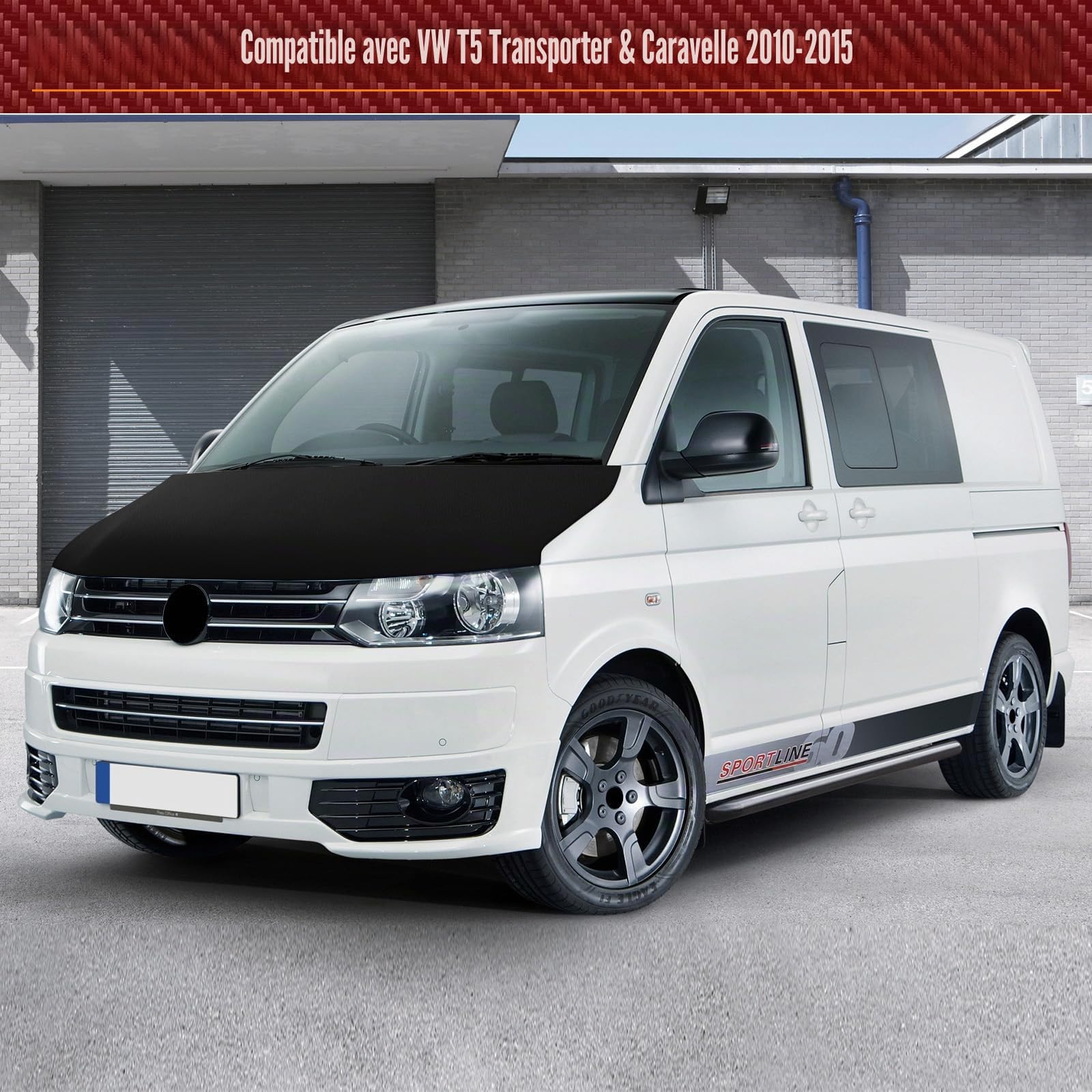 Auto Bonnet Bra remplacement pour VW T5.1 2010-2015, protection contre les éclats de pierre noire, Tuning Bonnet Bra Couvre toute la capuche