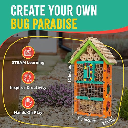 Miniatura 3 de SparkJump Kit de hotel prémium para insectos, manualidades de madera de cedro para construir casas de abejas, mariquitas o mariposas, kit educativo