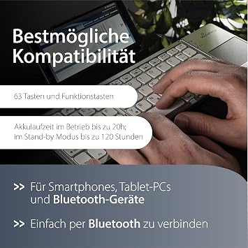 MediaRange Wireless QWERTZ Keyboard (German / Austrian) 63 Keys with Touchpad Silver