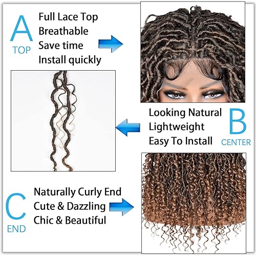 Miniatura 4 de CURLCRAZY Pelucas trenzadas de imitación para mujeres negras, pelucas de rastas sintéticas Fulcrum Goddess con pelo de bebé de 18 pulgadas, encaje