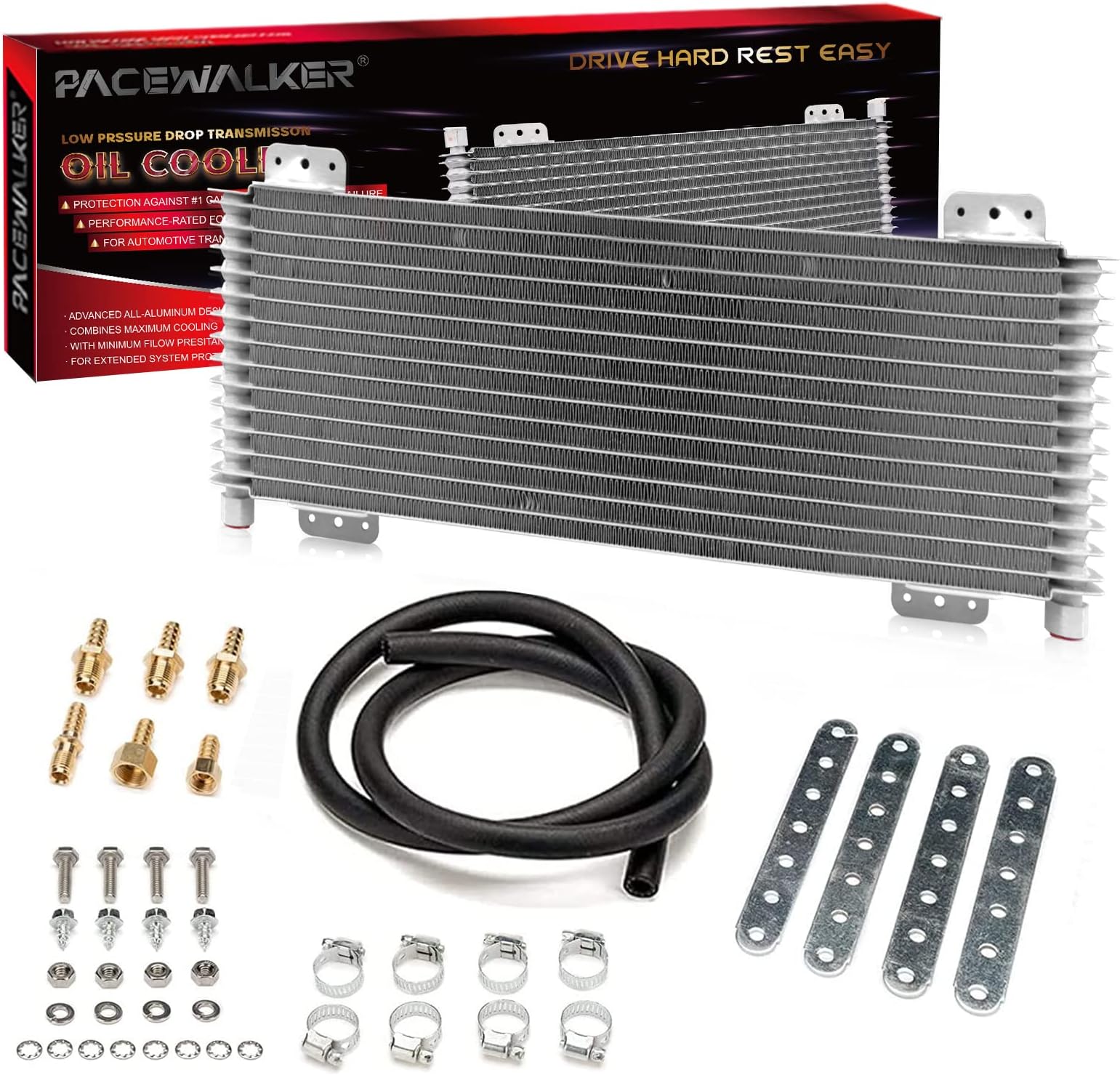 PACEWALKER Transmission Oil Cooler 40,000 GVW Low Pressure Drop LPD47391 47391 with Mounting Hardware