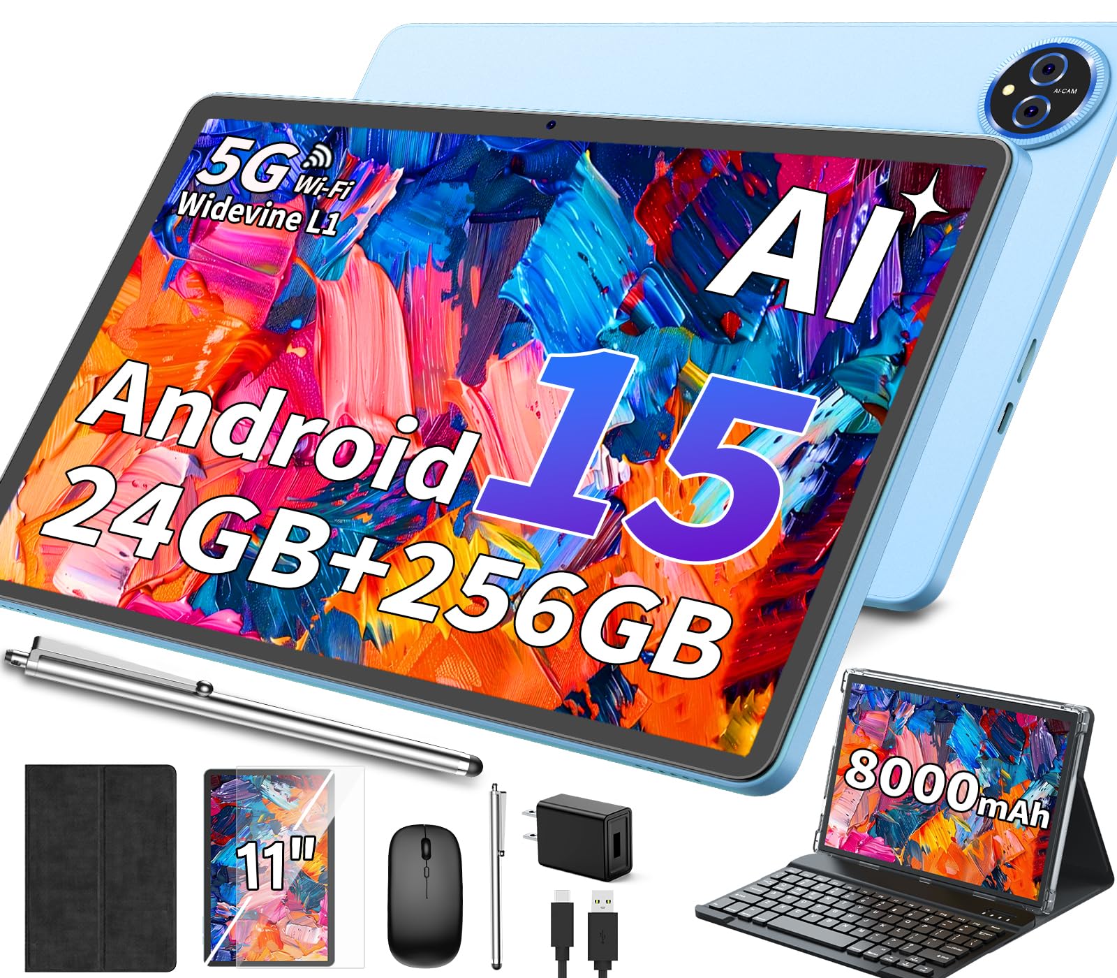Amazon.com : 2026 11 Inch Tablet, Android 15 Tablet with Keyboard
