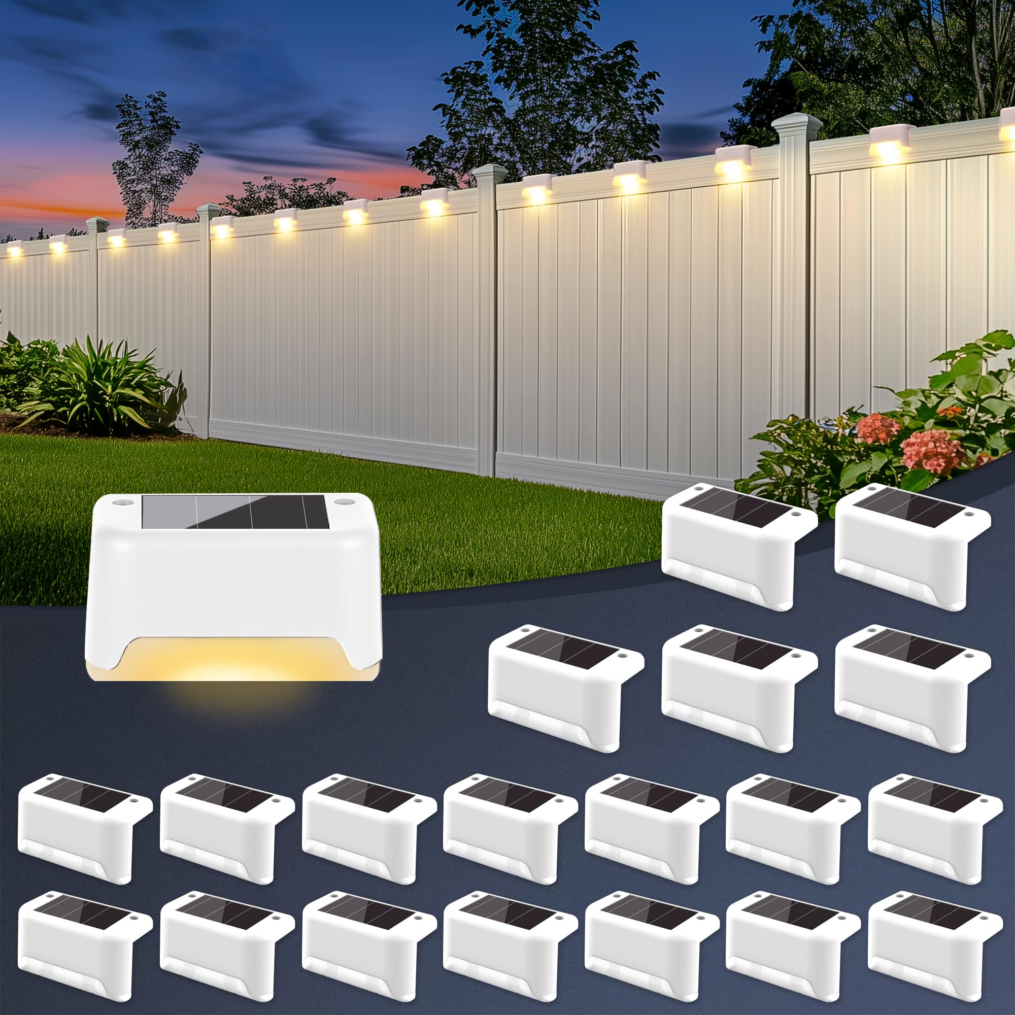 6 Pieces Solar Outdoor Fence Lights, 2 Modes Warm White - View #2