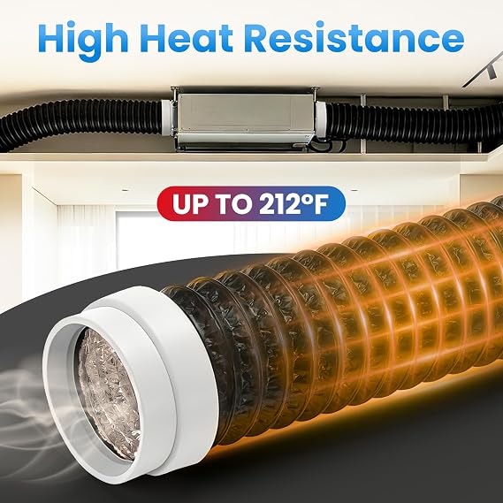 5FT Dryer Vent Hose, Heavy Duty 6-Layer Flexible Aluminum Dryer Duct