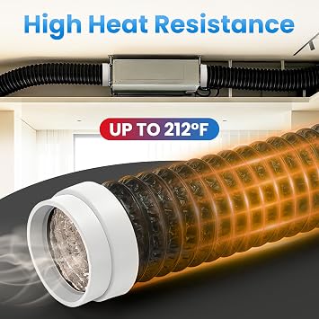 5FT Dryer Vent Hose, Heavy Duty 6-Layer Flexible Aluminum Dryer Duct