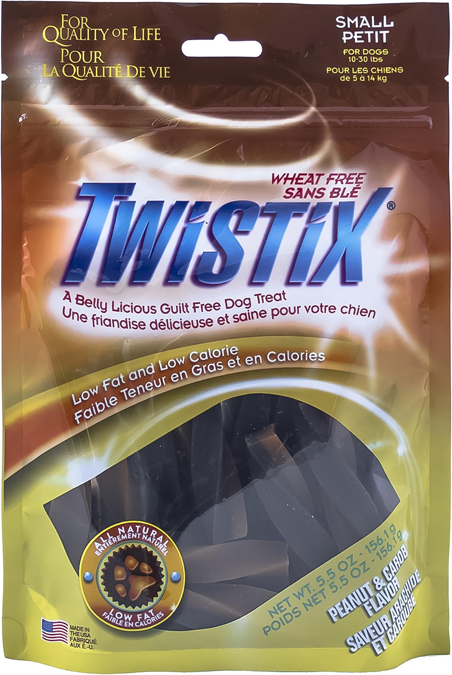 Twistix 5.5-Ounce Dental Chew Treat, Peanut And Carob Flavor, Small
