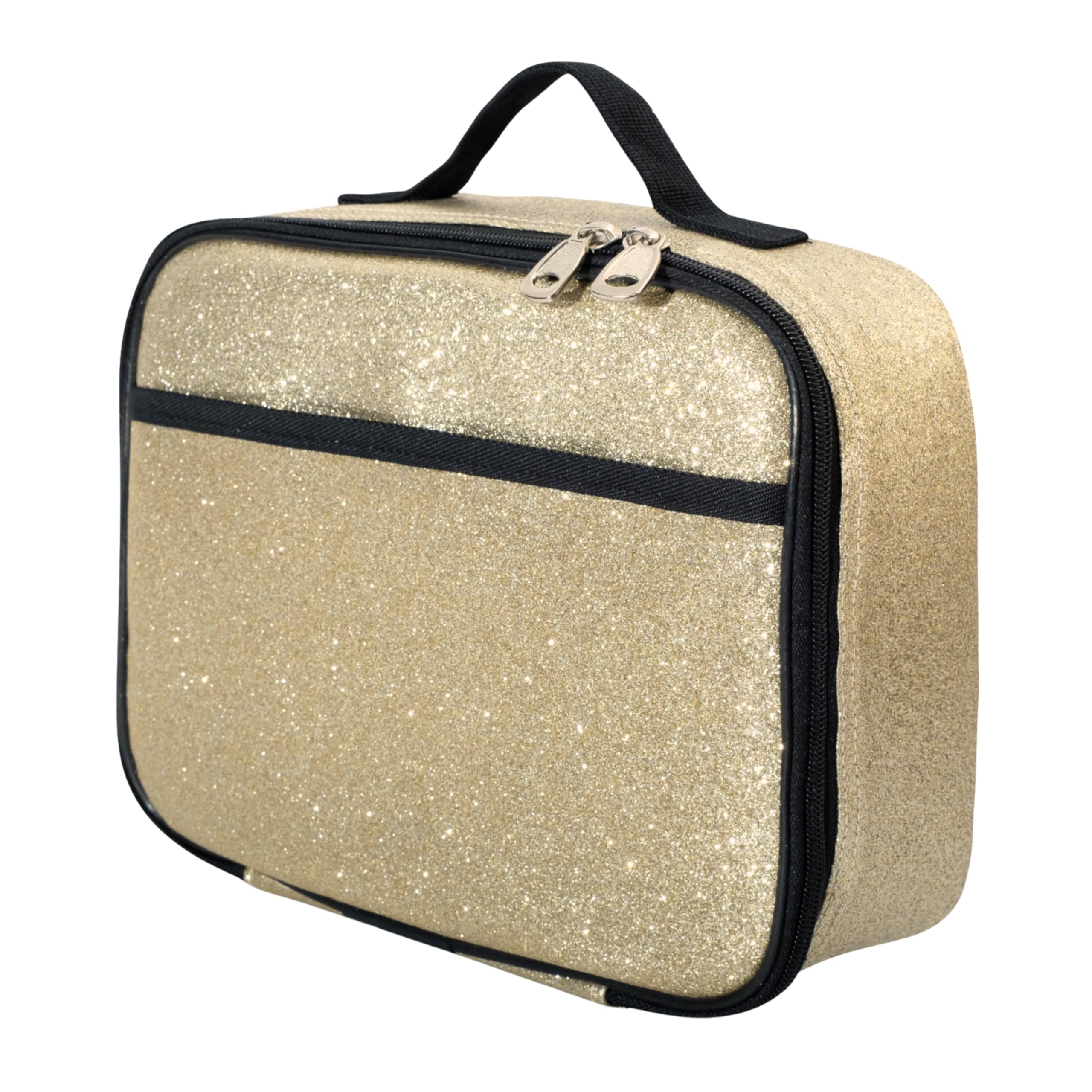 Fenrici Gold Glitter Lunch Box for Girls Women Sparkly Kids Insulated Lunchbag Perfect for School Work Soft Sided