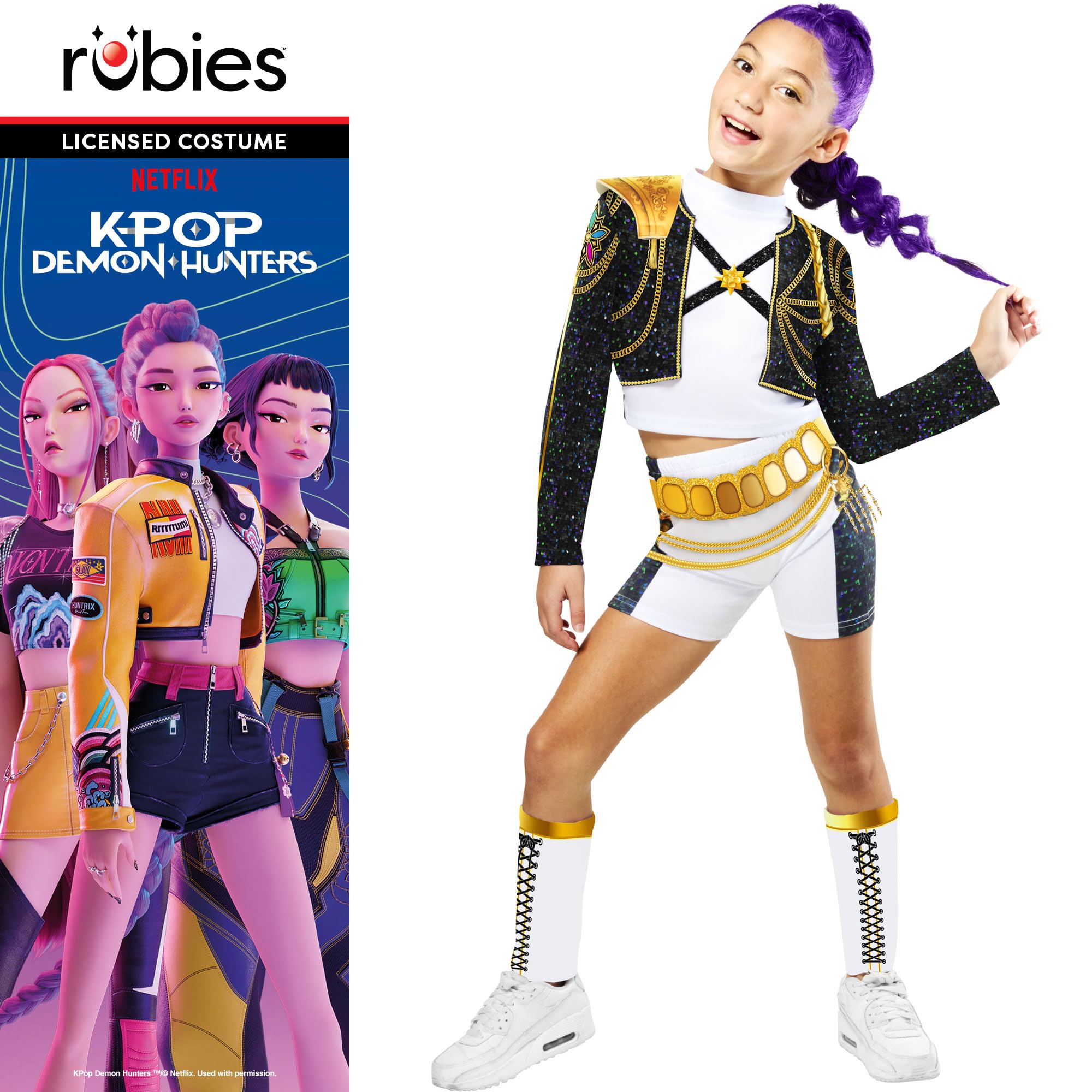 Rubies Official Netflix K-Pop Demon Hunters Rumi Golden Hybrid Child Costume, Kids Fancy Dress