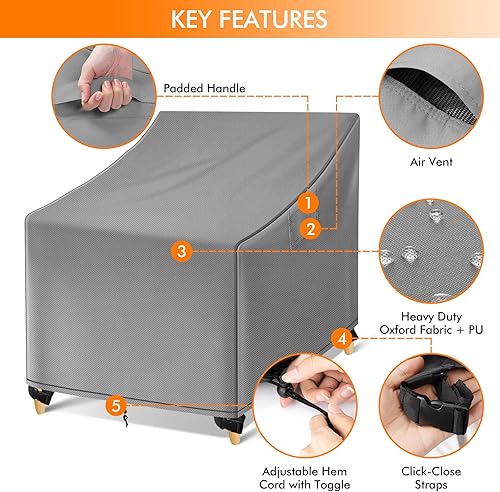 Miniatura 31 de WLEAFJ Fundas impermeables para sillas Adirondack para exteriores, fundas negras para muebles de patio, fundas de asiento profundo de patio, paquete
