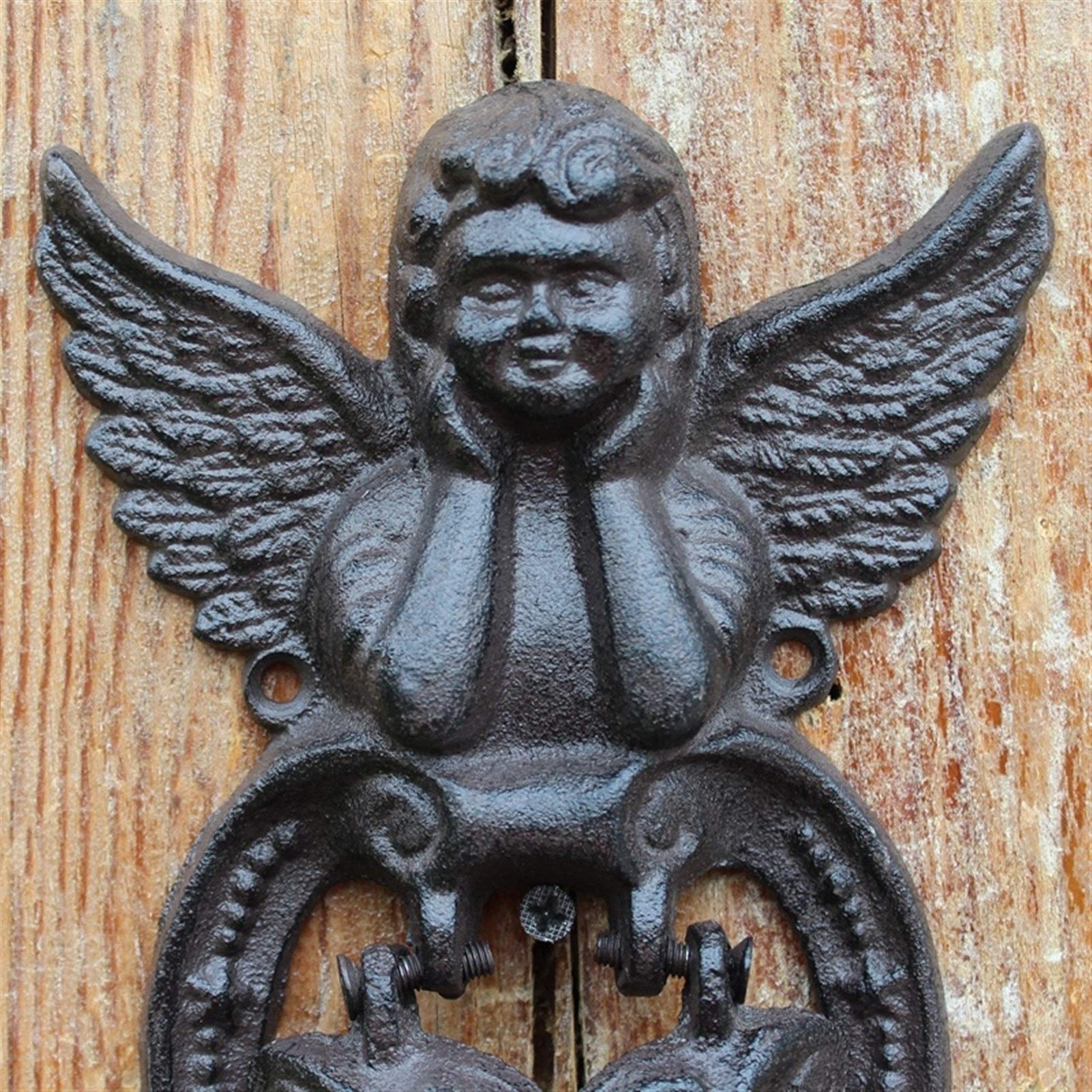 Kołatka do drzwi żeliwne rzemiosło retro drzwi pukanie sztuka klamka do drzwi dziedziniec dom dekoracja ścienna anioł kołatka