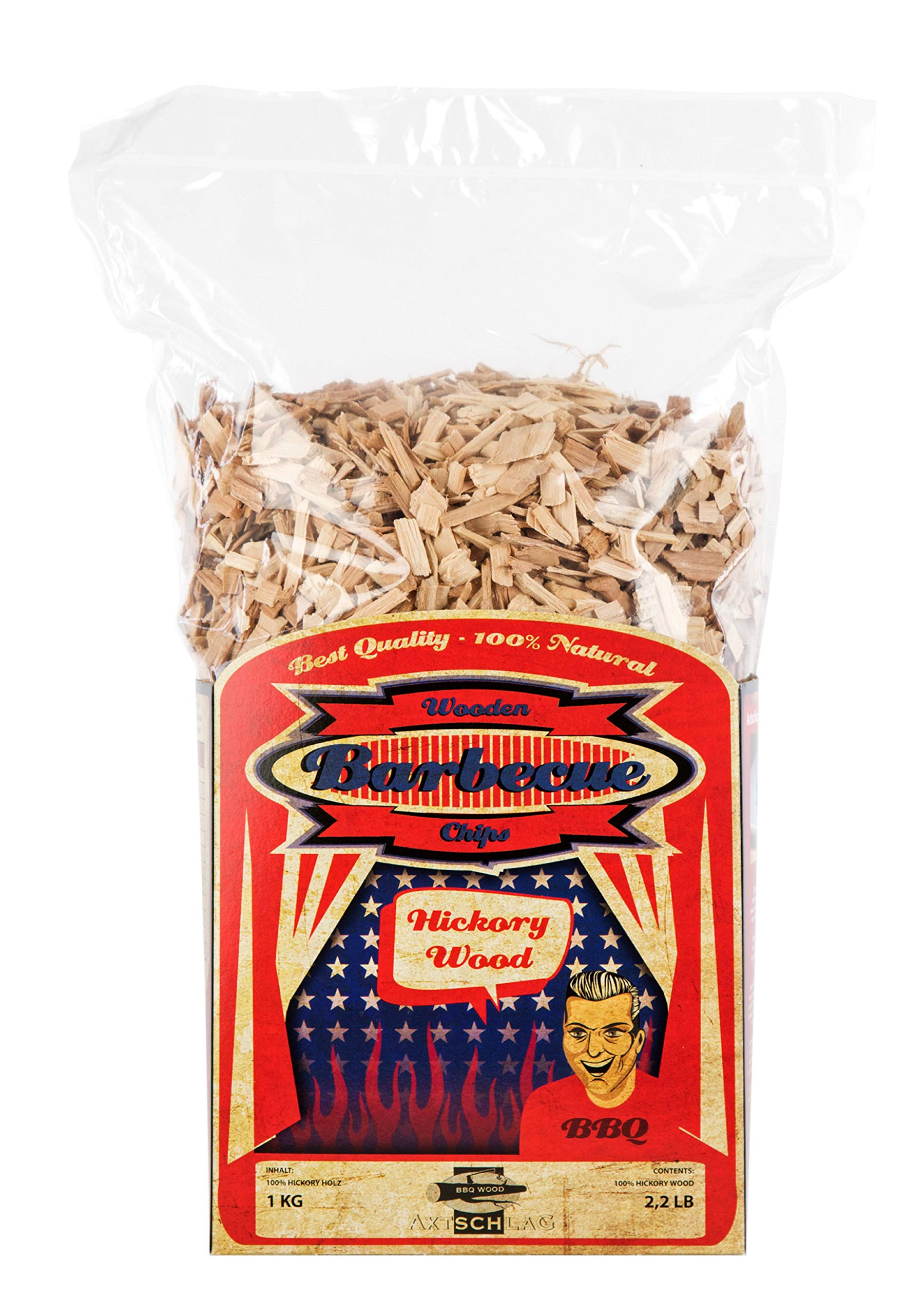 Axtschlag Wooder - Virutas de Madera de Nogal Americano para Barbacoa - 1 kg