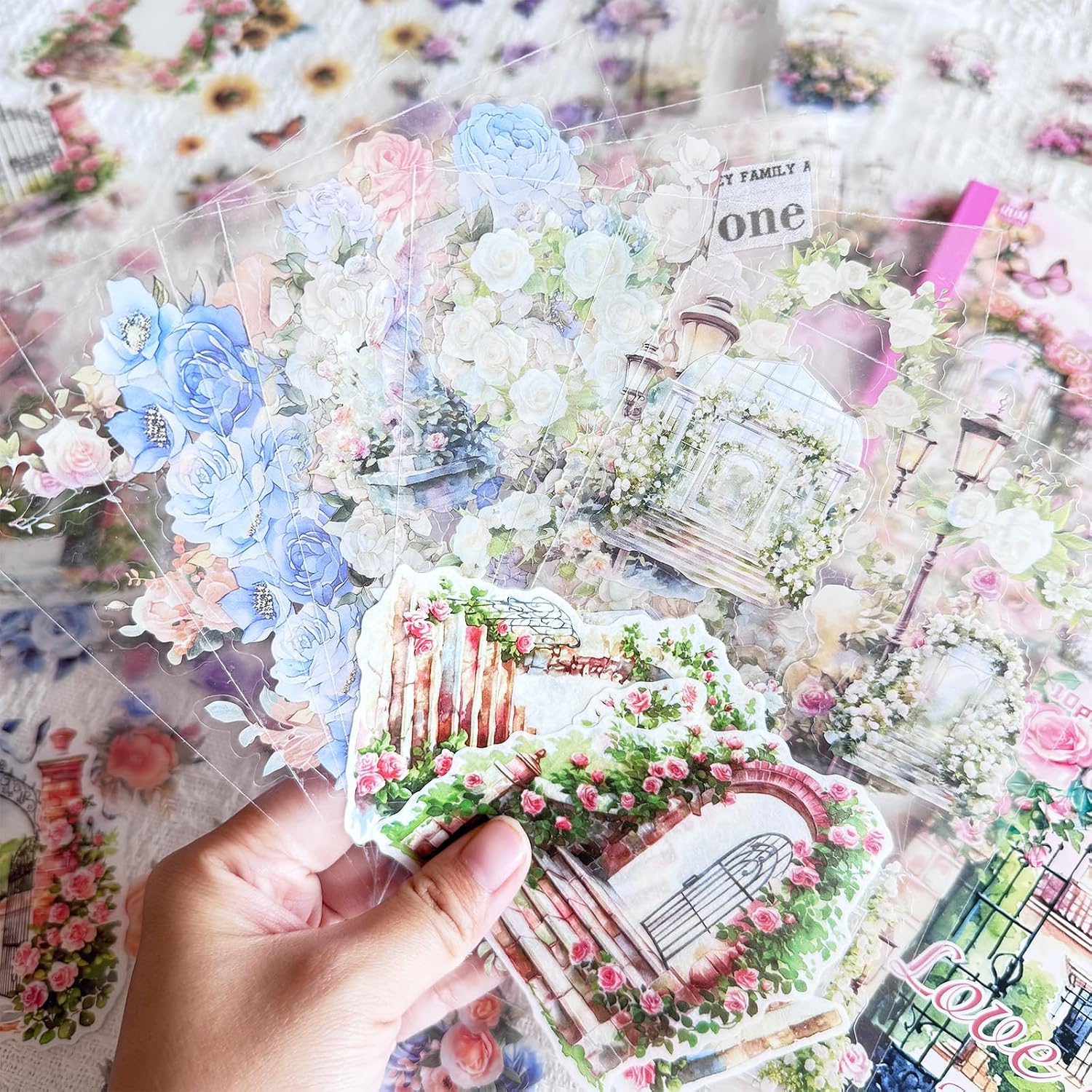 30 Sheets Floral Scrapbooking Sticker Book Kit, Precut Floral Natural Garden Flowers Butterfly PET Washi Stickers for Junk Journaling, Scrapbook Supplies, Bujo, Planner image 3