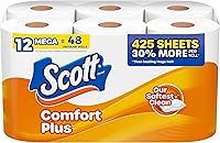 Vista 10 de Scott ComfortPlus - Papel higiénico, 12 rollos triples, 231 hojas por rollo, seguro para séptico, papel higiénico de 1 capa