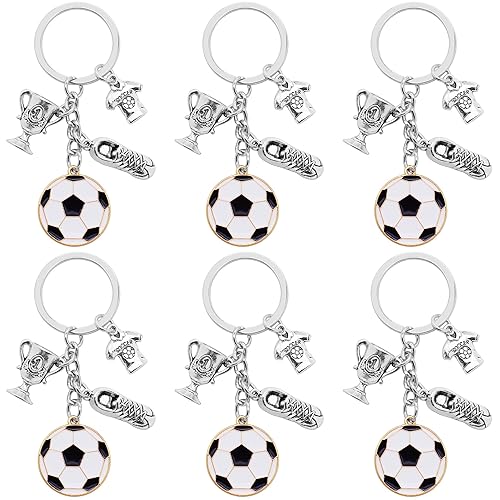 SIQYUWM 6Pcs Soccer Keychain Alloy Sports Ball Keyrings Soccer Jerseys