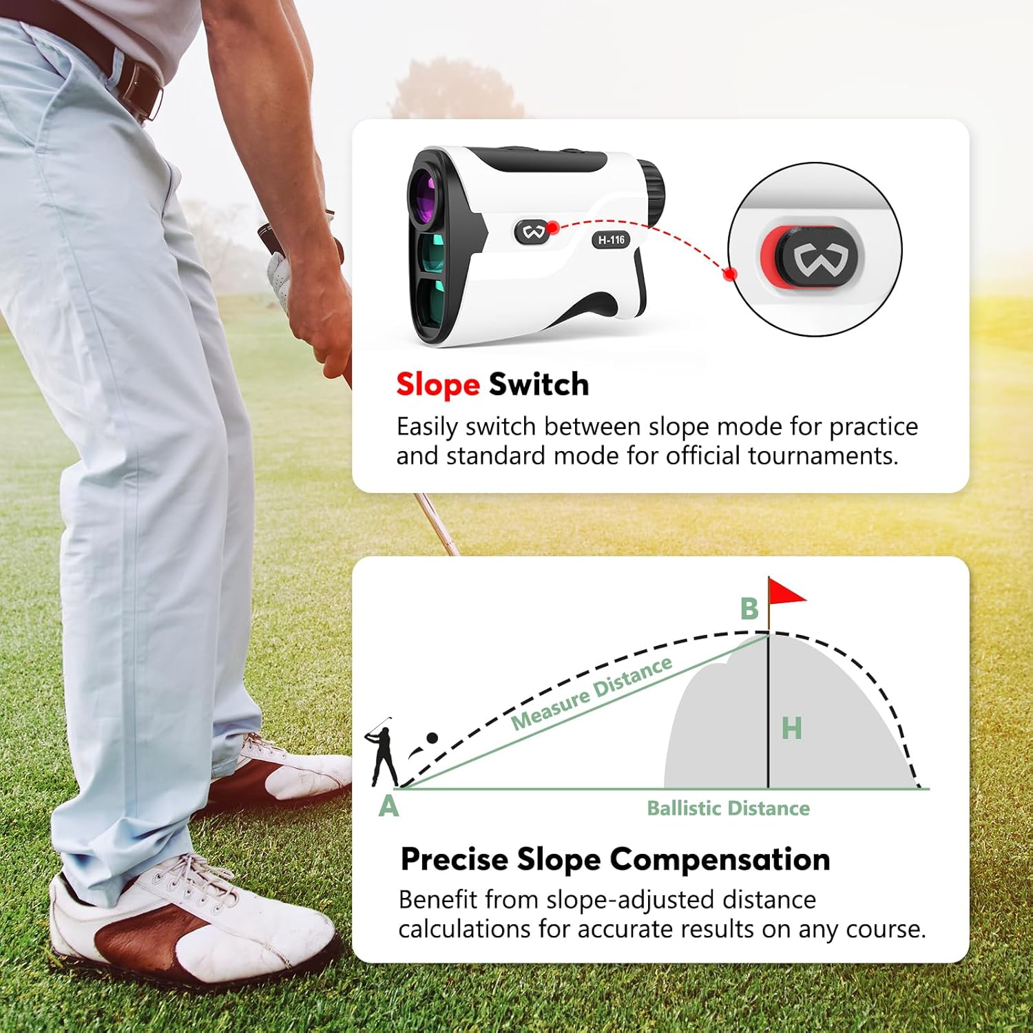 Givmo ゴルフレンジファインダー スロープスイッチ フラッグロック振動 磁気マウント 角度計算 水平&垂直距離測定 クリ  ゴルフがもっと楽しくなる！双眼鏡型レーザー距離計「MILESEEY BPFS2」たった0.5秒！打つべき距離・直線/水平距離・高さ・勾配・速度を計測可能  ...