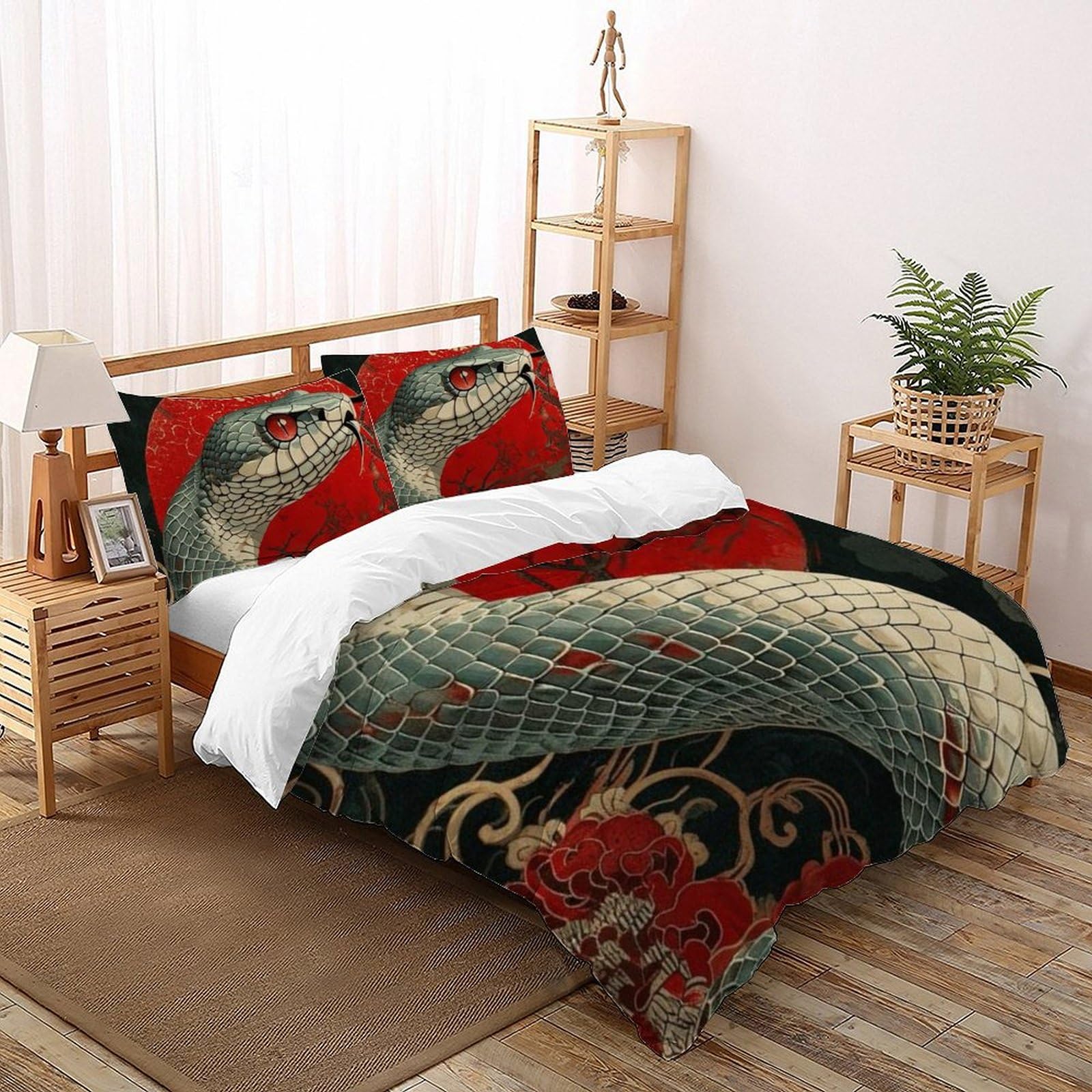 Housse de couette serpent microfibre hypoallergénique facile à laver pour grand lit