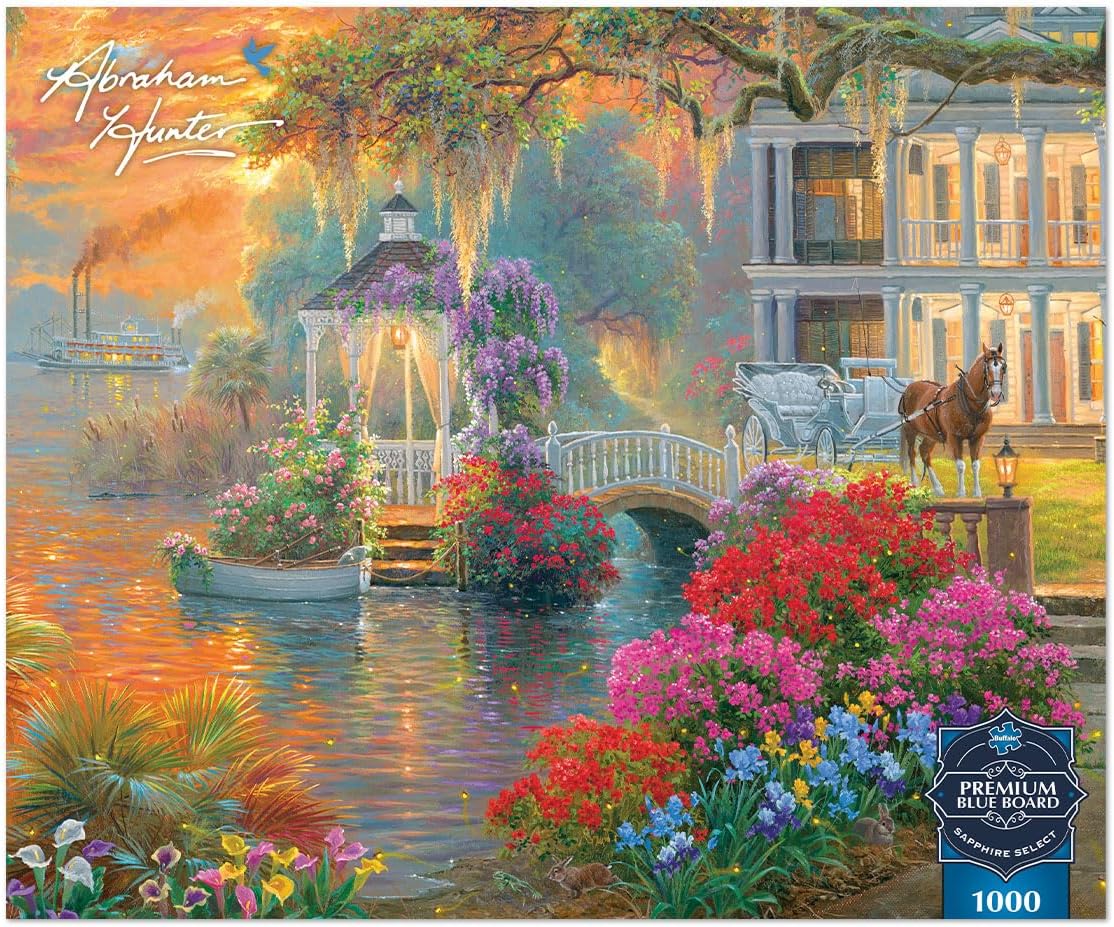 Buffalo Games - Sapphire Select - Abraham Hunter - Southern Charm - 1000 Piece Jigsaw Puzzle – Challenging & Fun – Blue Core Puzzle Board – Giftable Display Box - Full Size Poster Included