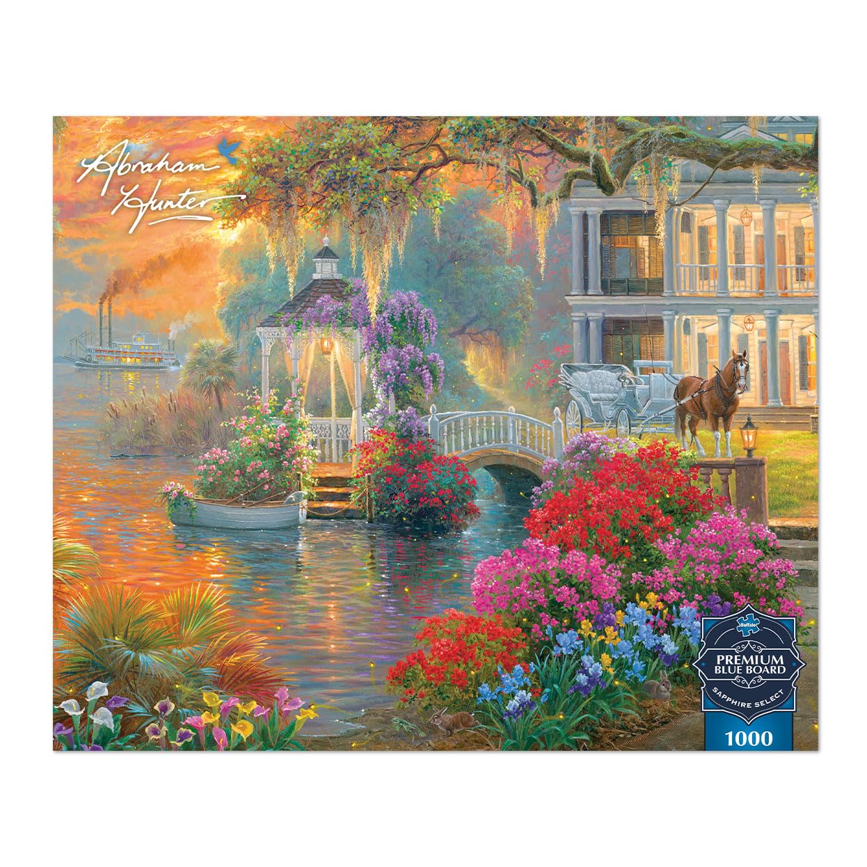 Buffalo Games - Sapphire Select - Abraham Hunter - Southern Charm - 1000 Piece Jigsaw Puzzle – Challenging & Fun – Blue Core Puzzle Board – Giftable Display Box - Full Size Poster Included