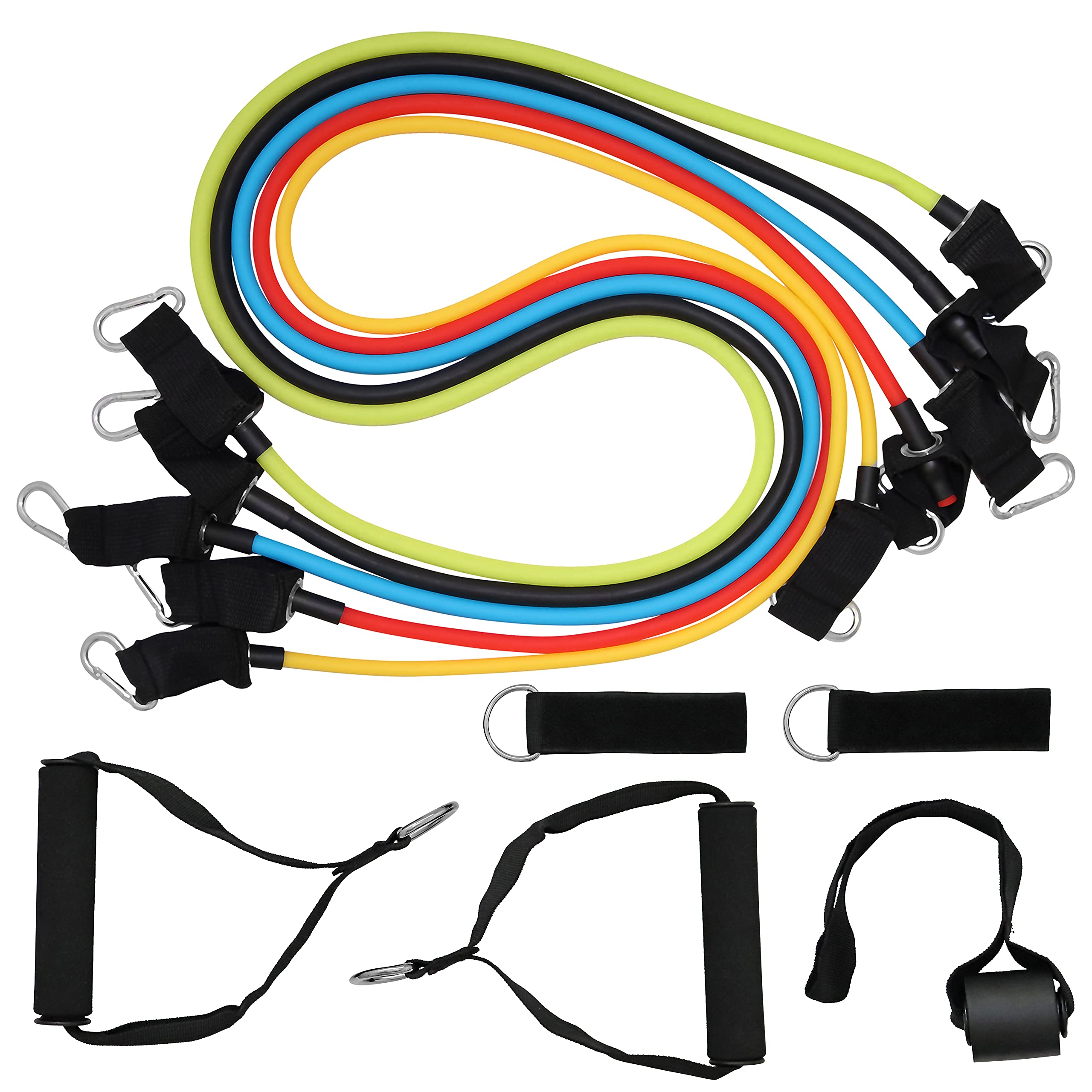 Set Fascia Elastica Con Maniglie &ndash; 5 Tubi Di Resistenza, Gancio Porta E Custodia Inclusi &ndash; Palestra In Casa