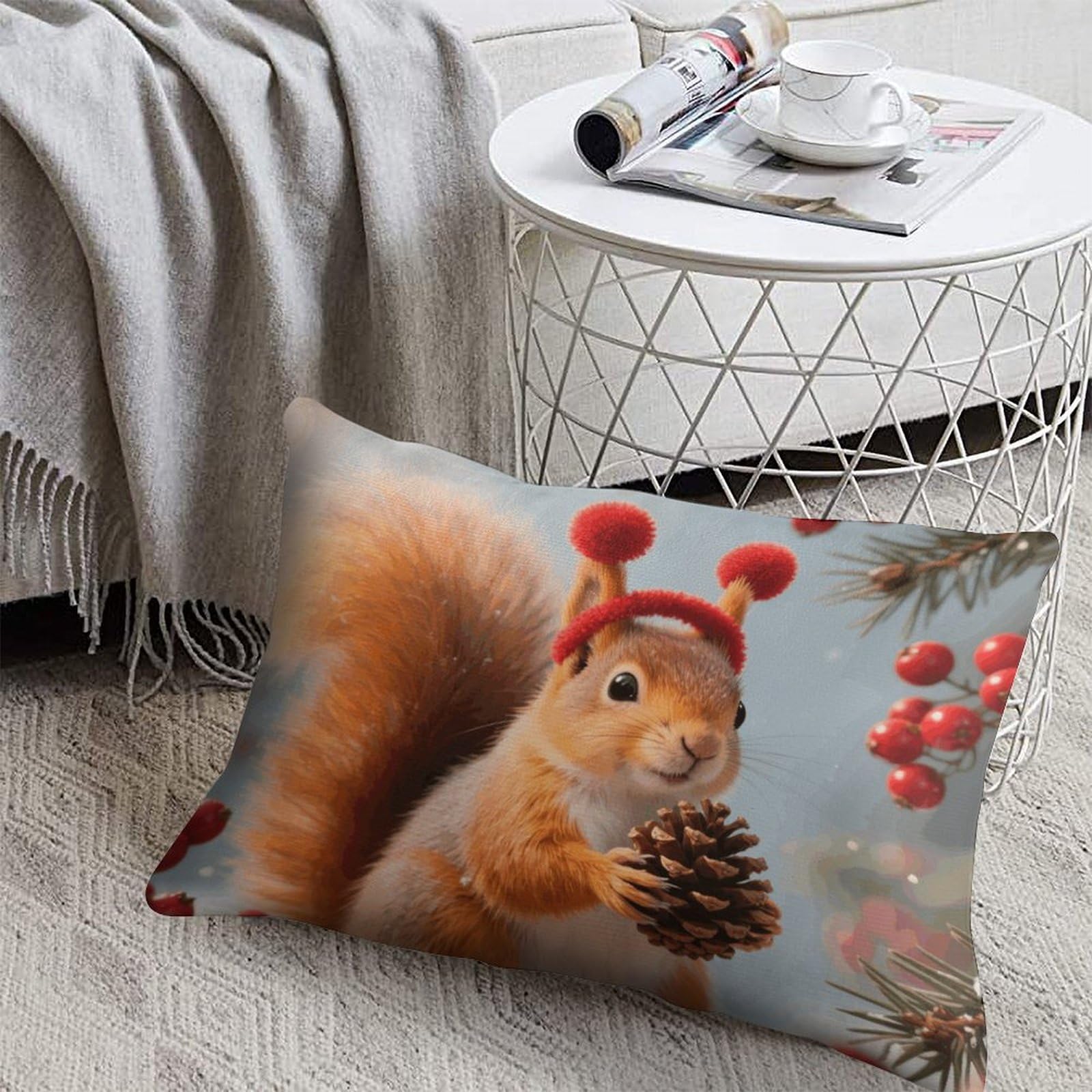 FodPand Decorative Throw Pillow Covers 8x12 Short Plush Squirrel Body Pillowcase Cushion Cases with Invisible Zipper Rectangle Lumbar Pillow Shells for Sofa Couch Chair Bed Home Decor