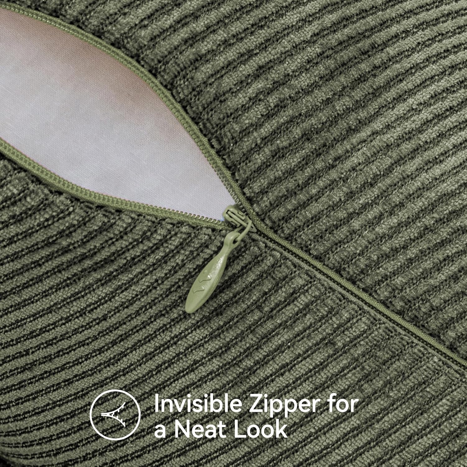 a moment Pack of 2 Decorative Chenille Throw Pillow Covers with Twill Cushion Covers for Sofa Living Room Couch Bed 24x24 Inch Olive Green