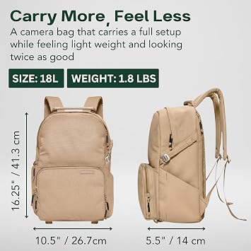 BREVITE Jumper Compact Camera Backpack 2026 Edition, Desert Sand, 18L US, Jumper
