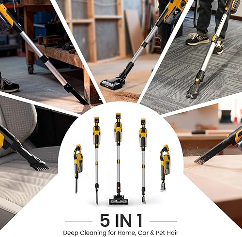 Miniatura 9 de Aspiradora inalámbrica sin escobillas de 190 W compatible con batería DeWalt de 20 V (solo herramienta), aspiradora portátil 5 en 1 de mano de 20