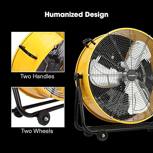 Miniatura 5 de VIVOSUN Ventilador de tambor de inclinación industrial de 24 pulgadas, resistente, 8540 CFM, alta velocidad, circulación de aire y refrigeración