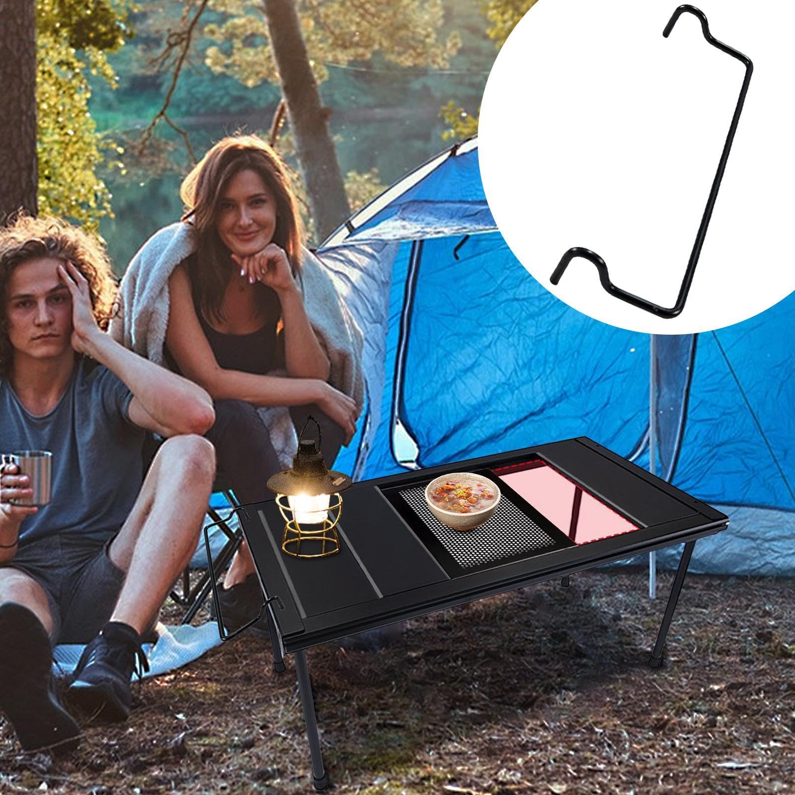 Camping Klapptisch Edelstahl Campingtisch mit Löchern, Leichter Outdoor Tisch für , Camping, Picknick und Barbecue Garten