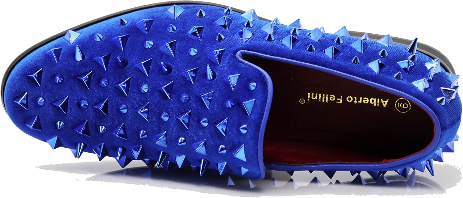 SPK16 Men's Vintage Spike Dress Loafers Slip On Fashion Shoes Classic Tuxedo Dress Shoes