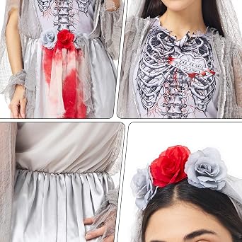 Zombie Bride Costume Women Scary Halloween Dress Costumes Cosplay Carnival Zombie Costume Outfit