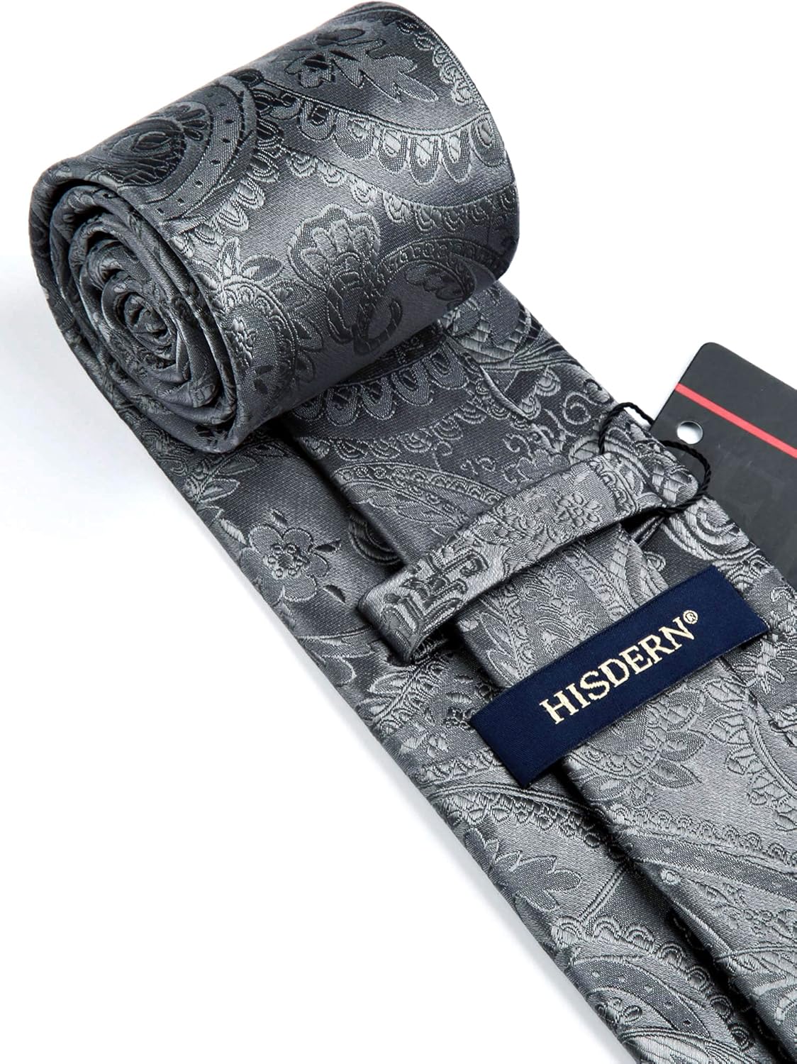 HISDERN Paisley Ties for Men Solid Tie Handkerchief Floral Men's Necktie & Pocket Square Set Wedding Classic Mens Ties - Image 5