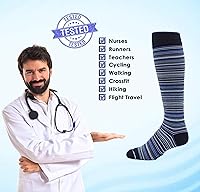 Vista 16 de Dr. Motion Calcetines de compresión para hombres y mujeres, el mejor ajuste atlético graduado para caminar, senderismo, correr, enfermeras, 5 pares