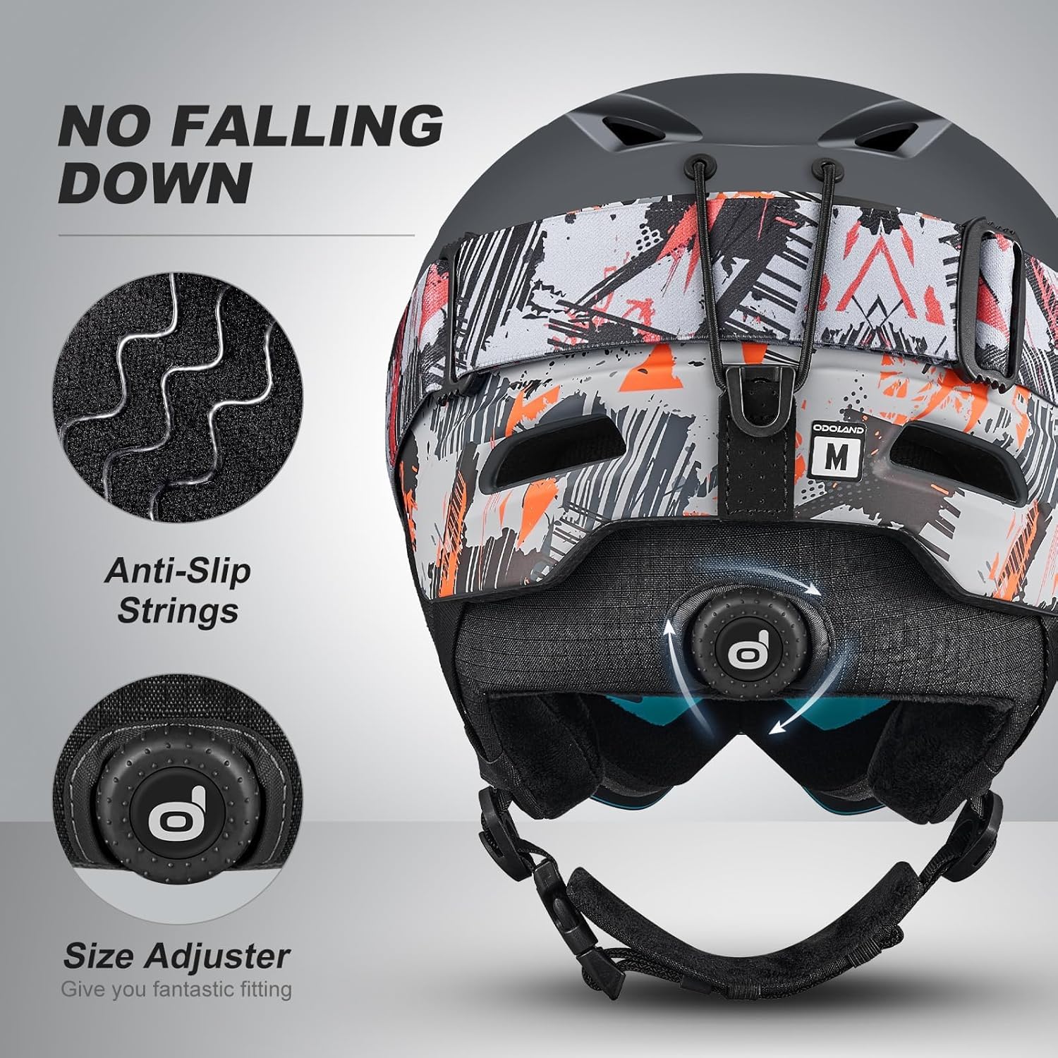 Odoland Ski Helmet, Snowboard Helmet with Ski Goggles for Adults and Youth, Audio Compatible, Shockproof, Windproof, Safety Snow Sports Helmet and Protective Glasses for Men Women