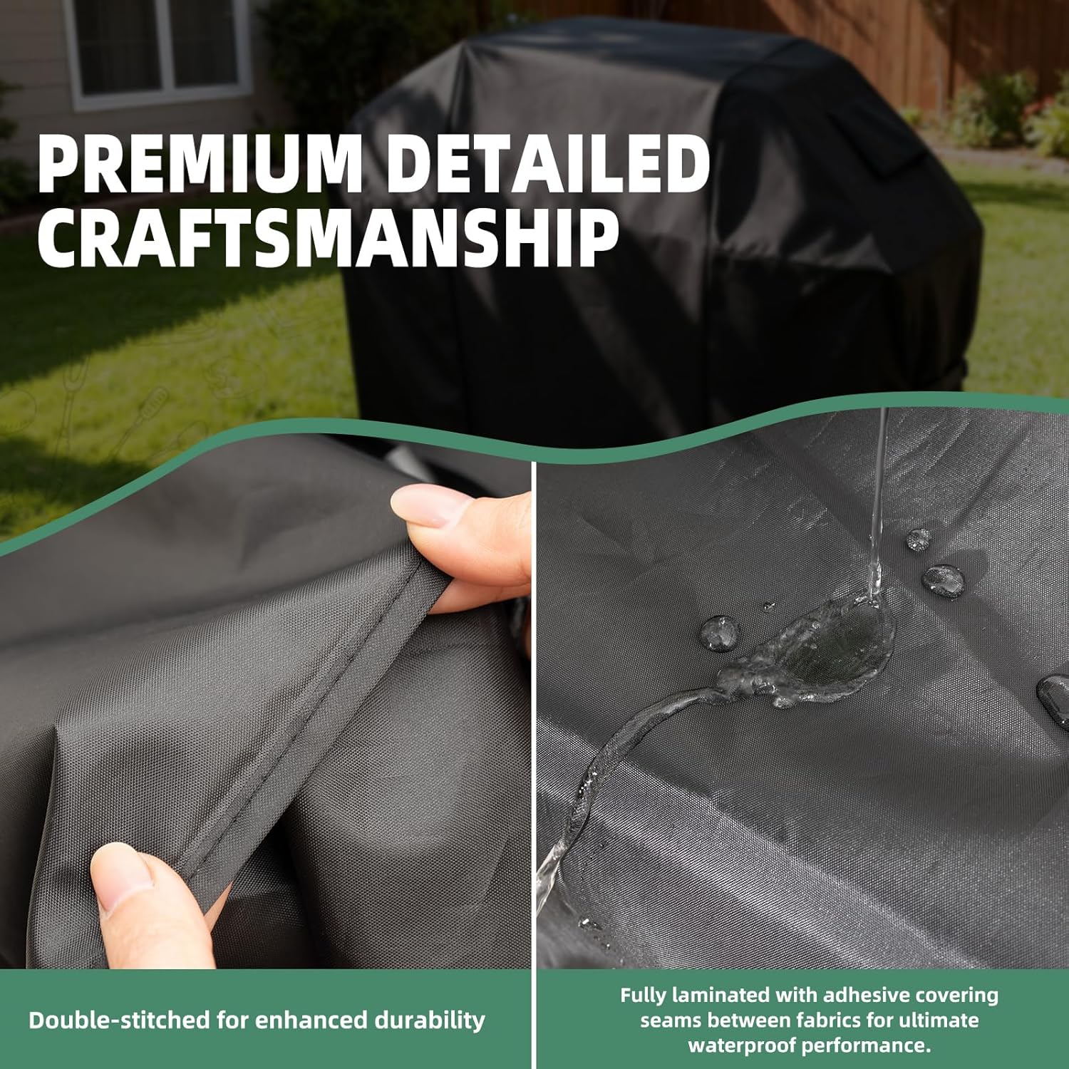 Grill Cover for Outdoor Grill, 58 Inch Heavy Duty 600D Waterproof BBQ Gas Grill Covers for Outside, UV & Fade Resistant, All Weather Protection Compatible for Weber Charbroil Nexgrill Kenmore Grills