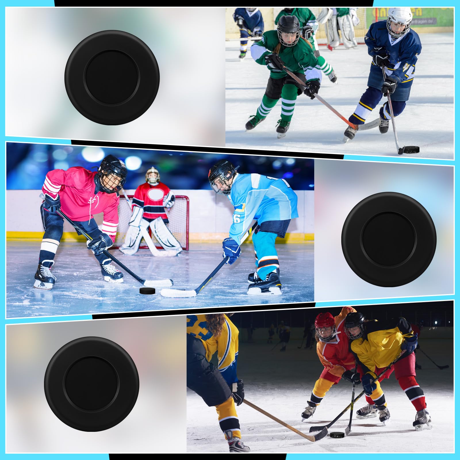 RoundFunny Verschiedene Eishockey-Pucks, Durchmesser 7,6 cm, Dicke 2,5 cm, leichte Hartplastik-Pucks zum Üben und klassisches Training, Straßenhockey-Puckbälle für den Innenbereich