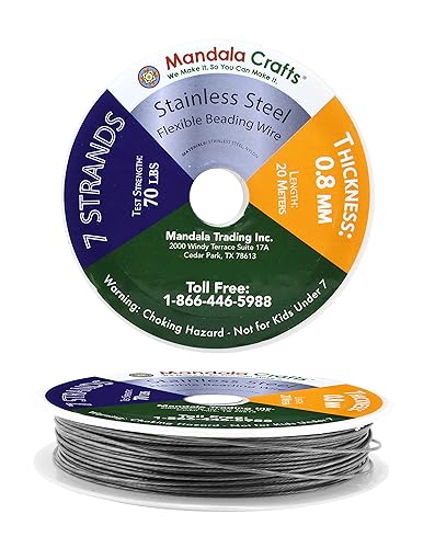 Miniatura 1 de Mandala Crafts Alambre de cuentas de 7 hebras para hacer joyas, alambre de acero inoxidable para cuentas de cola de tigre, alambre trenzado de 65