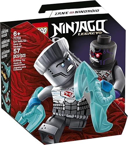 LEGO NINJAGO - Juego de batalla épica - Zane vs. Nindroid 71731 Kit de construcción; juego de juguete Ninja con un juguete de batalla giratorio,