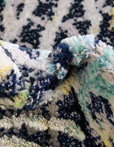 Miniatura 7 de Unique Loom Ariel Collection - Alfombra de área de algas (2 pies x 3 pies 1 pulgada, rectangular, azulmarfil)